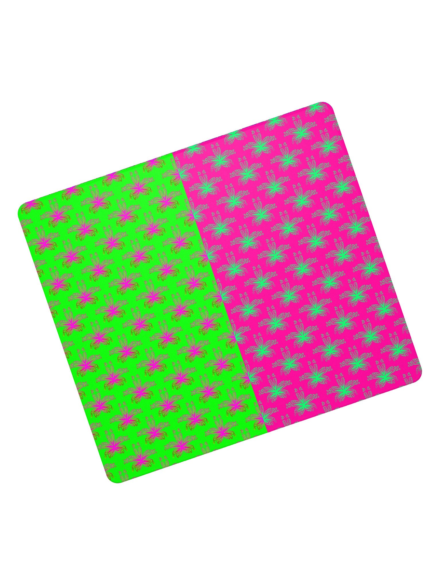 Cannabis Art Gaming Mouse Pad, Neon Green Hot Pink Pot Leaf Desk Mat, Stoner Game Room Decor, Ganja Gamer Gift, 420 Weed Computer Deskpad product image (2)
