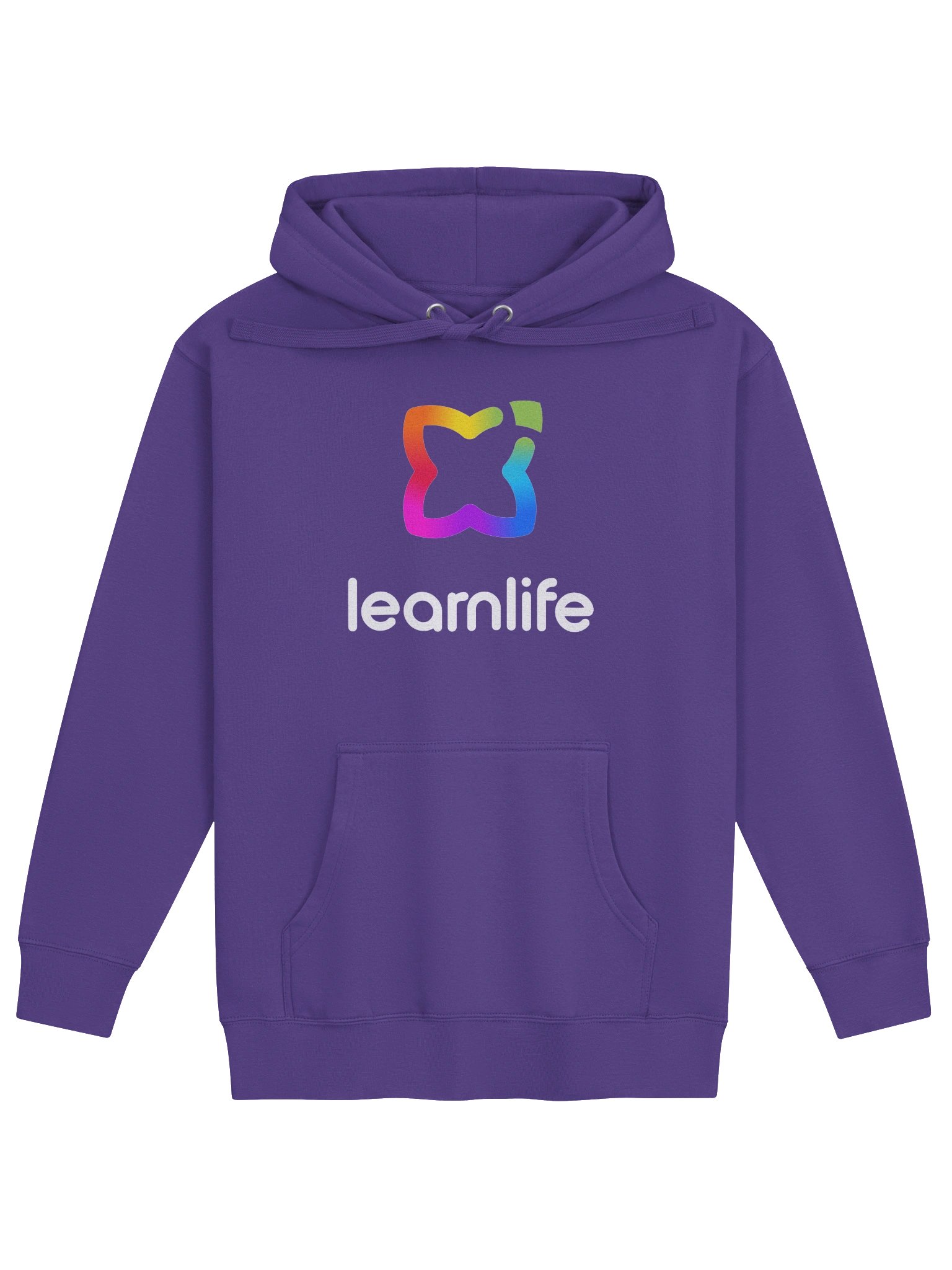 Adult/Teen Hoodie - Cotton - Vertical Logo - Rainbow & White product image (1)