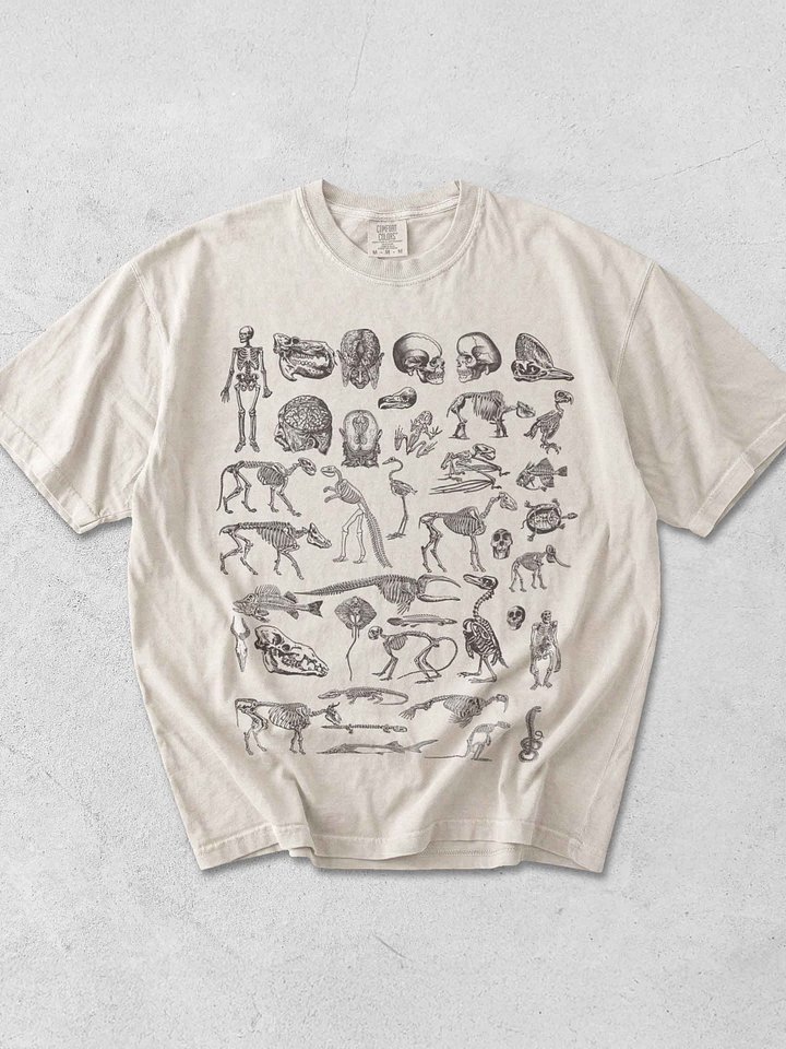 Dark Academia Skeletons Shirt – Vintage Anatomy Bones Illustration Graphic Tee product image (1)