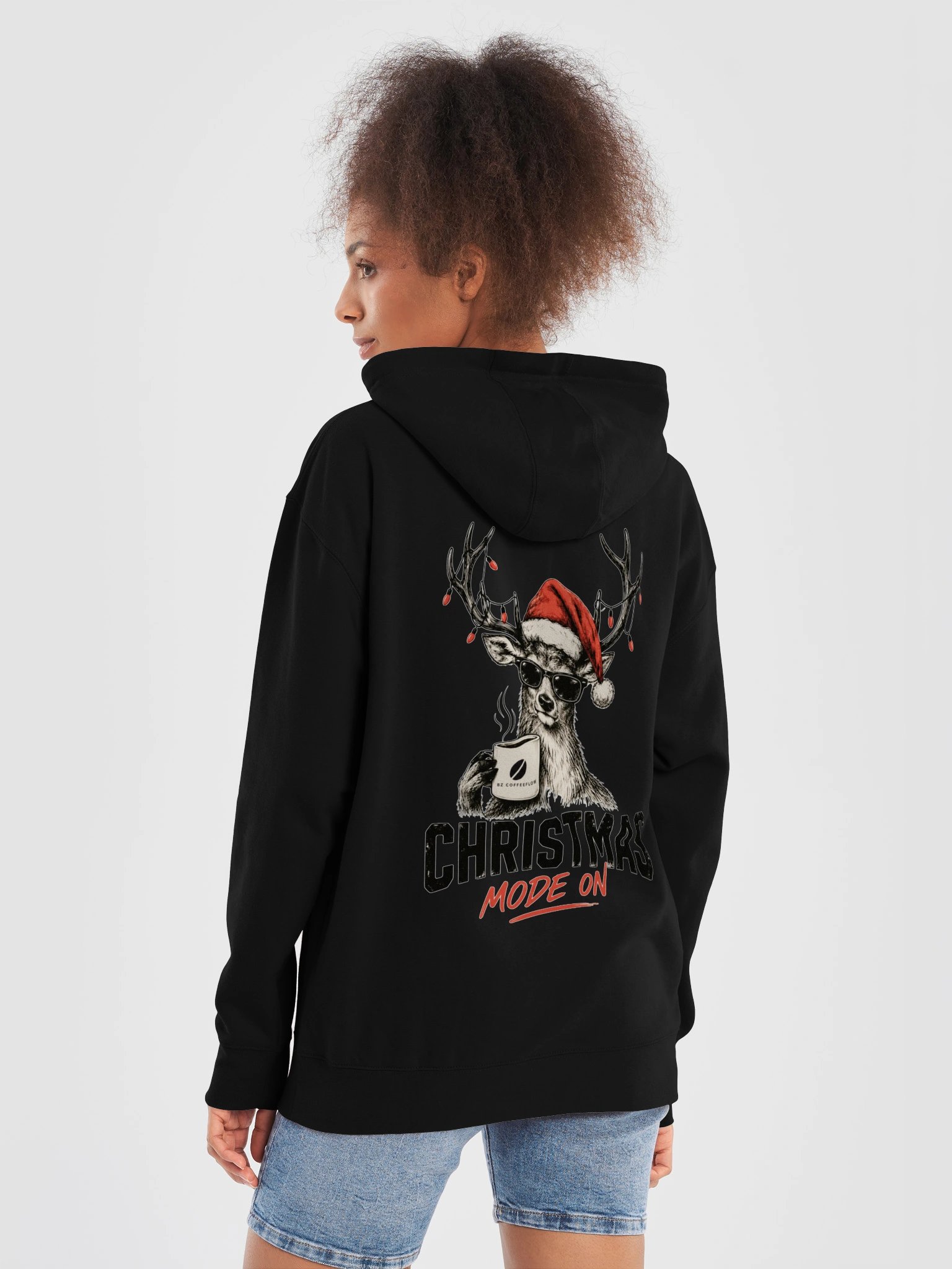 Christmas Mode On – Cool Reindeer Women’s Hoodie product image (46)