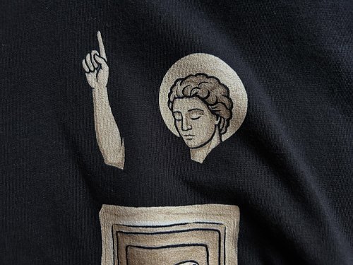 HIC SURREXIT, “Here he has risen.”
The angel at the empty tomb. Original drawing, printed on the tee.
#NEXUSFIDEI #SacredArt ...