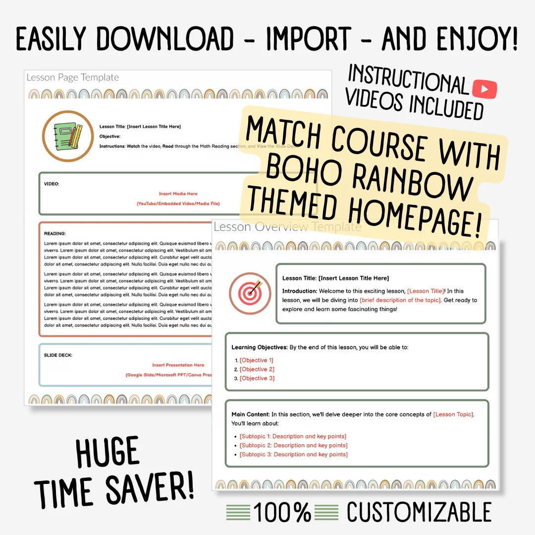 Canvas LMS Template - MODULE - Boho Rainbow - 100% Customizable product image (3)