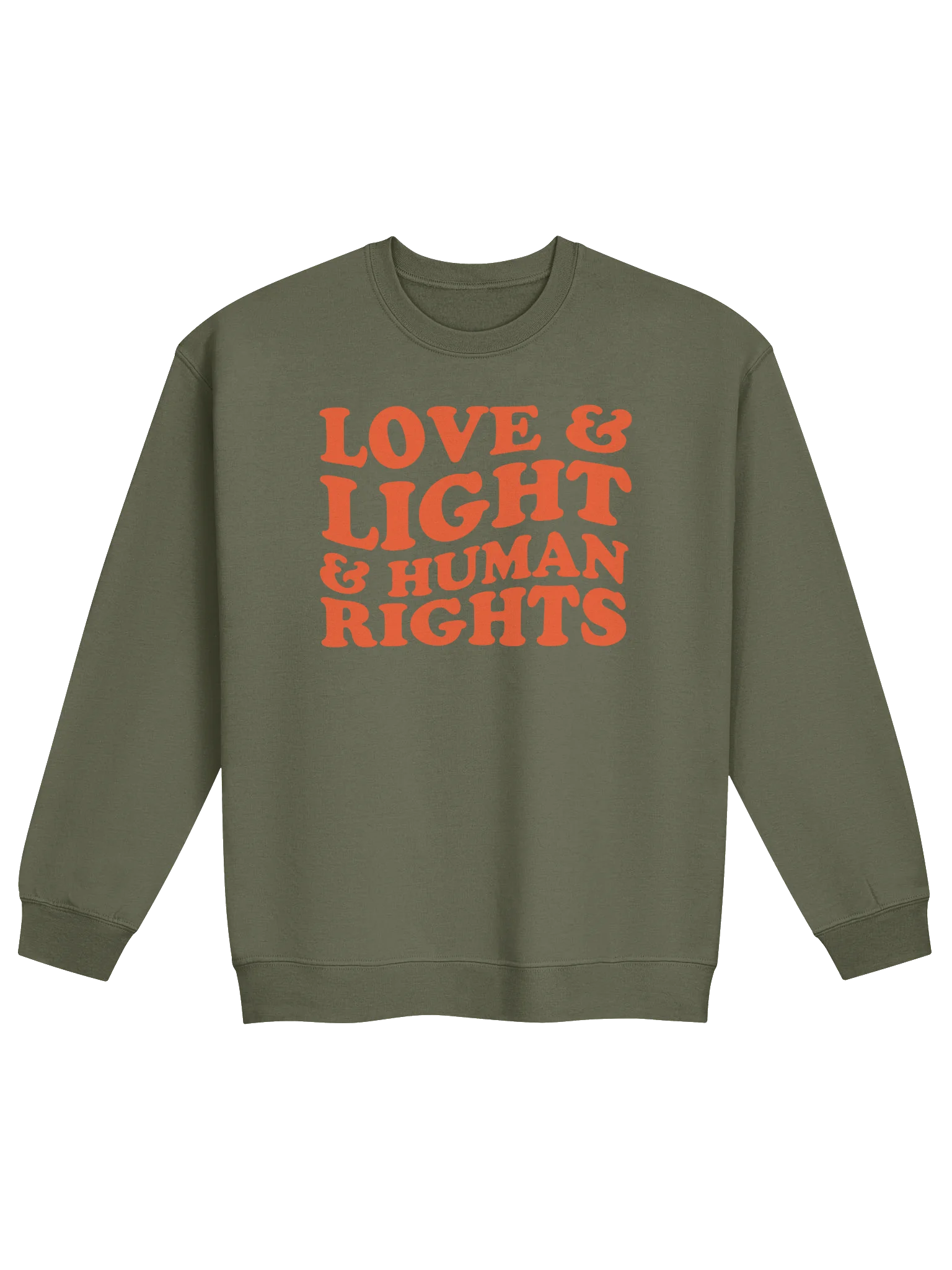 Love, Light & Human Rights Crew Sweatshirt (Orange) product image (2)