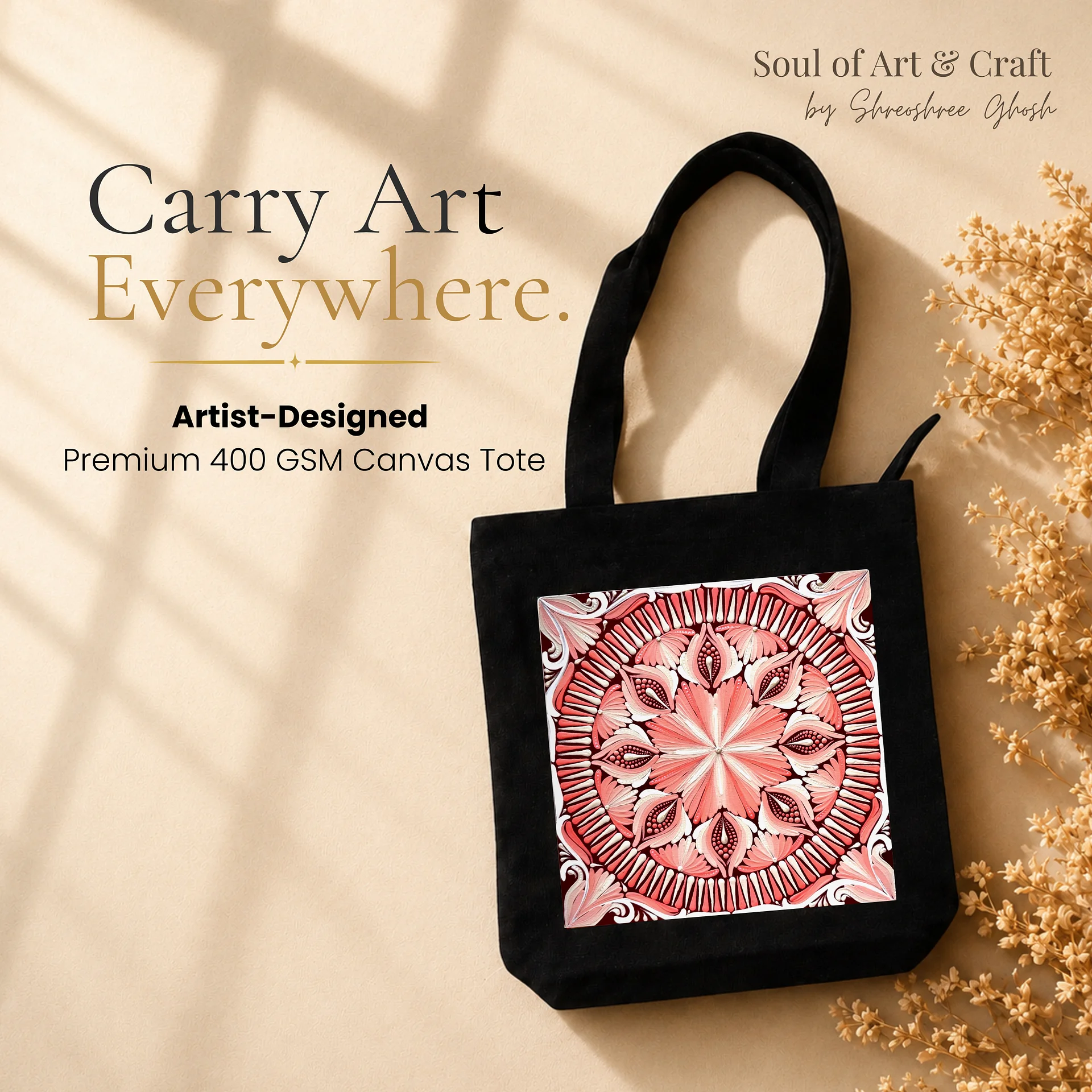 Pink Mandala Art Print Canvas Tote Bag product image (1)
