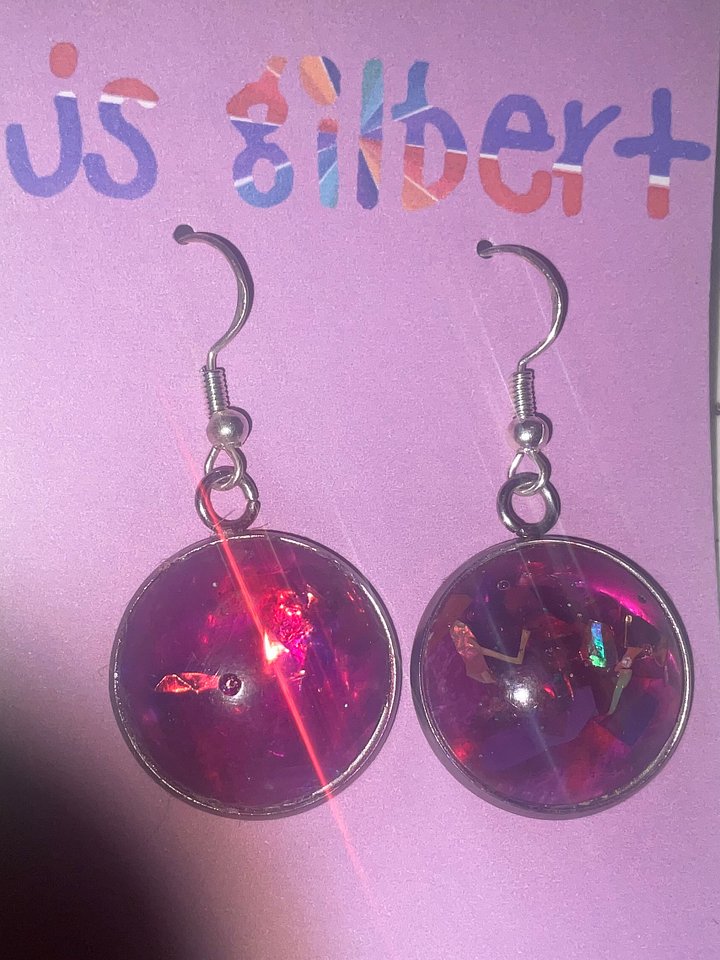 Holographic Red dangle earrings product image (1)