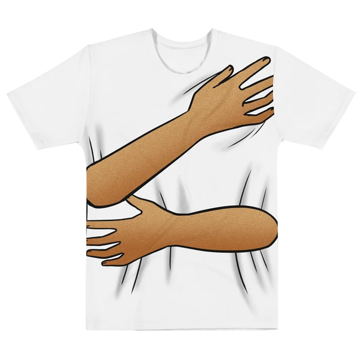 Back Hug T-Shirt (White shirt / brown skin tone) product image (1)
