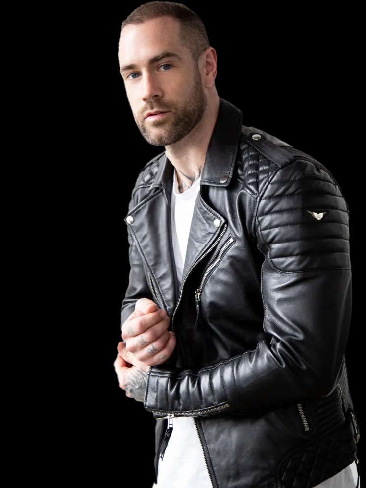 Mens Quilted Leather Biker Jacket product image (2)
