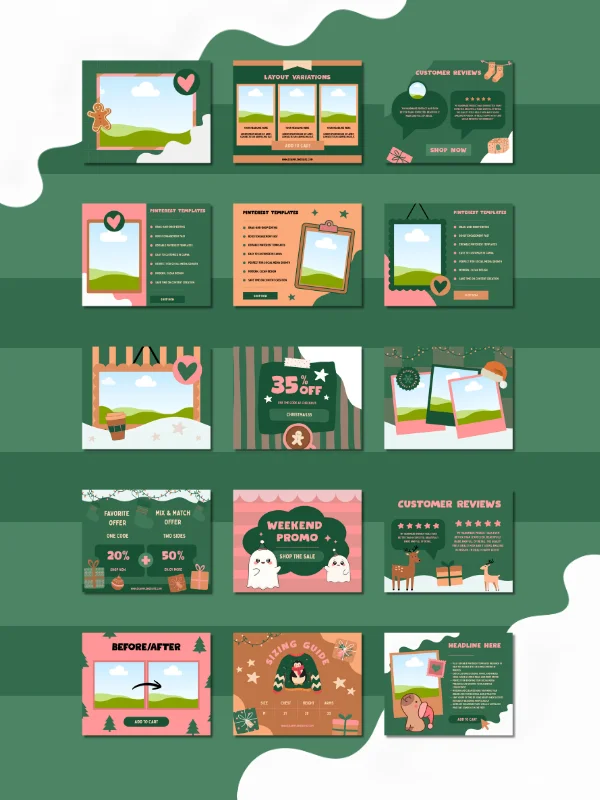 Cute Coquette Christmas Etsy Listing Templates (Canva) product image (2)