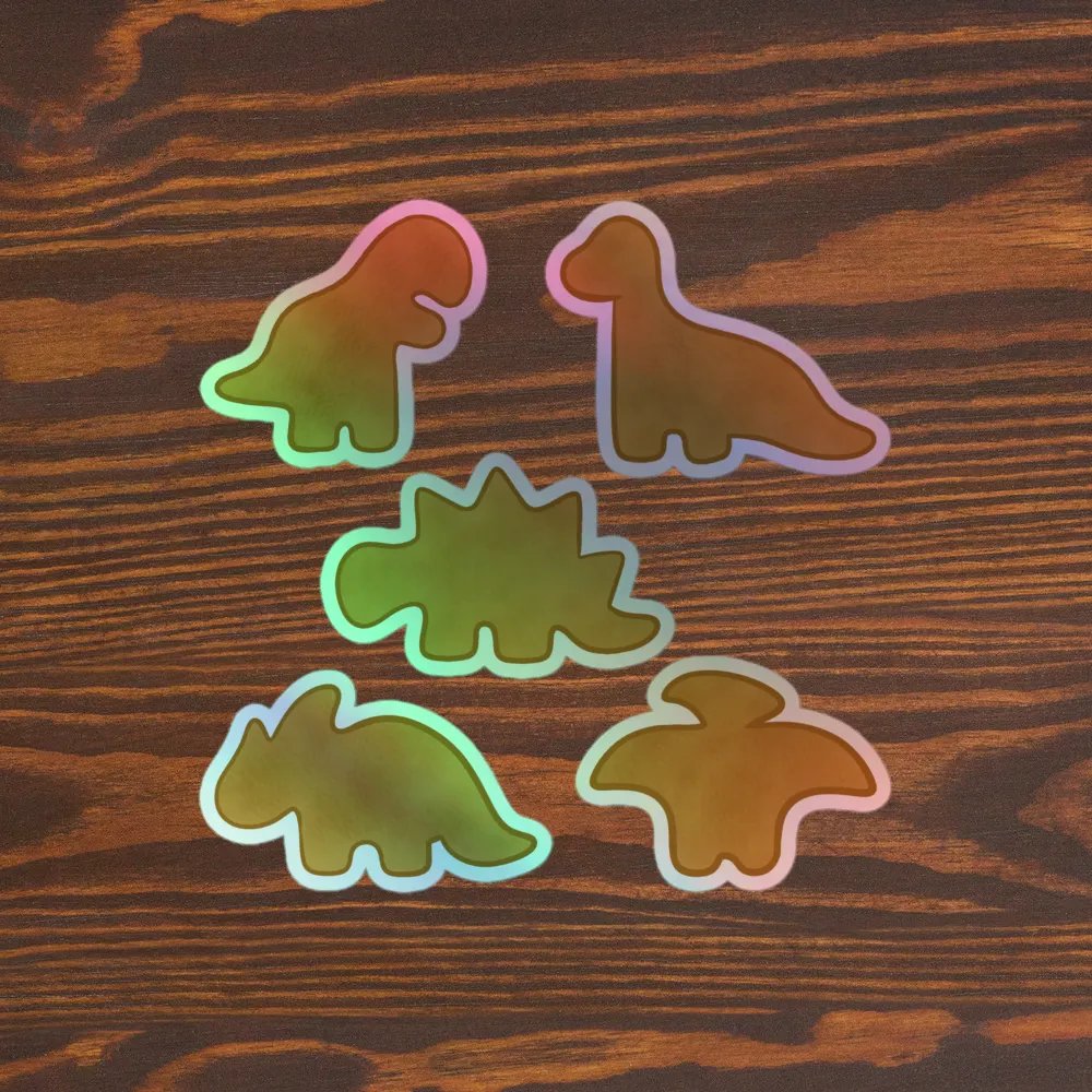 Dino Nugget Holographic Hand-drawn Stickers - 5 Pack product image (3)