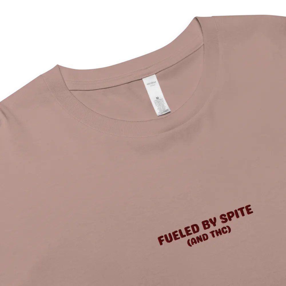 FUELED BY SPITE (maroon thread) embroidered cotton crop top product image (15)