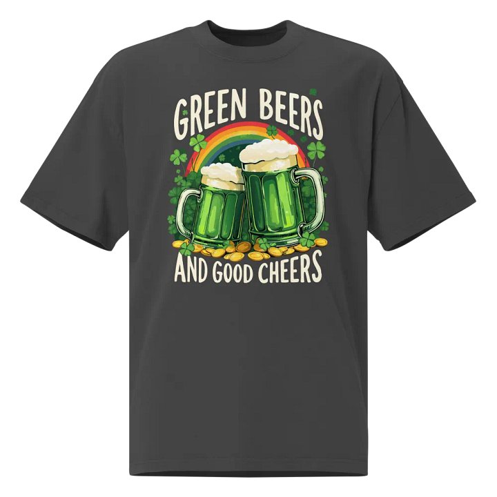 Green Beers and Good Cheers St. Patrick’s Day T-Shirt – Fun Irish Celebration Oversized Faded T-Shirt product image (1)