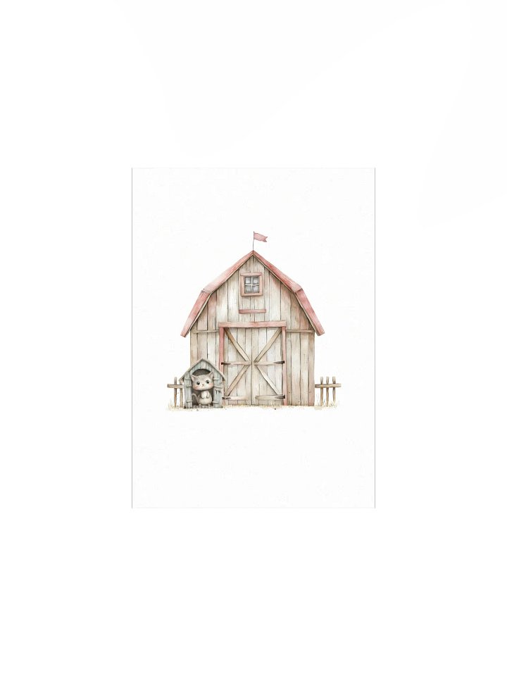 Watercolor Barnyard Cat Nursery Decor Print product image (2)
