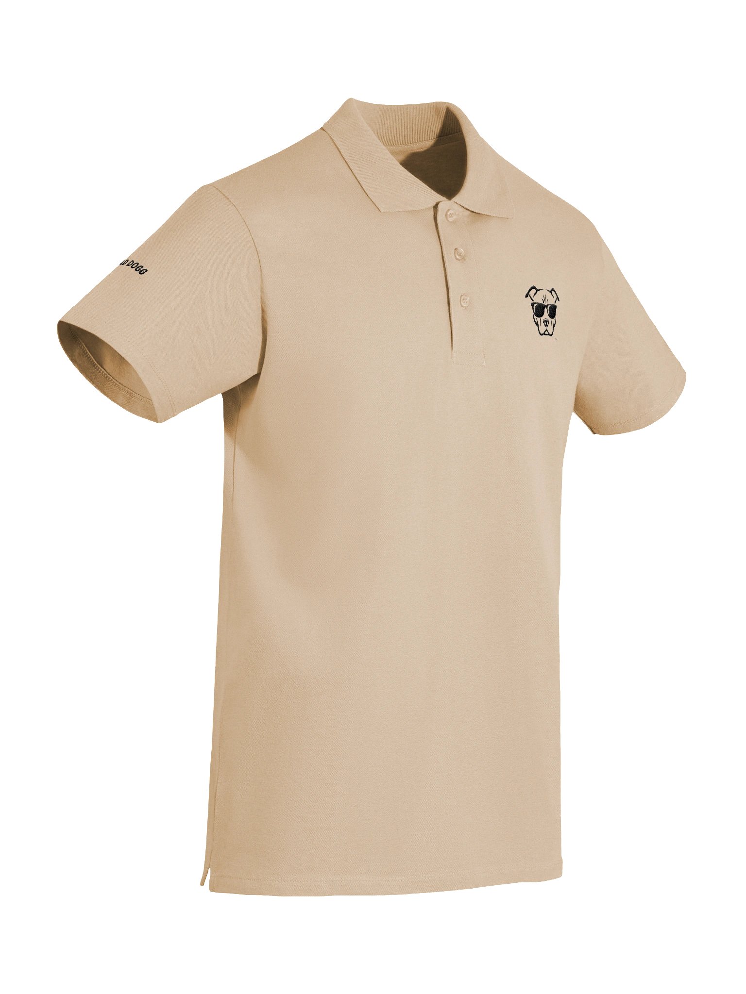 Embroidered Polo Shirt - Pocket and Sleeve - Black on Tan product image (6)