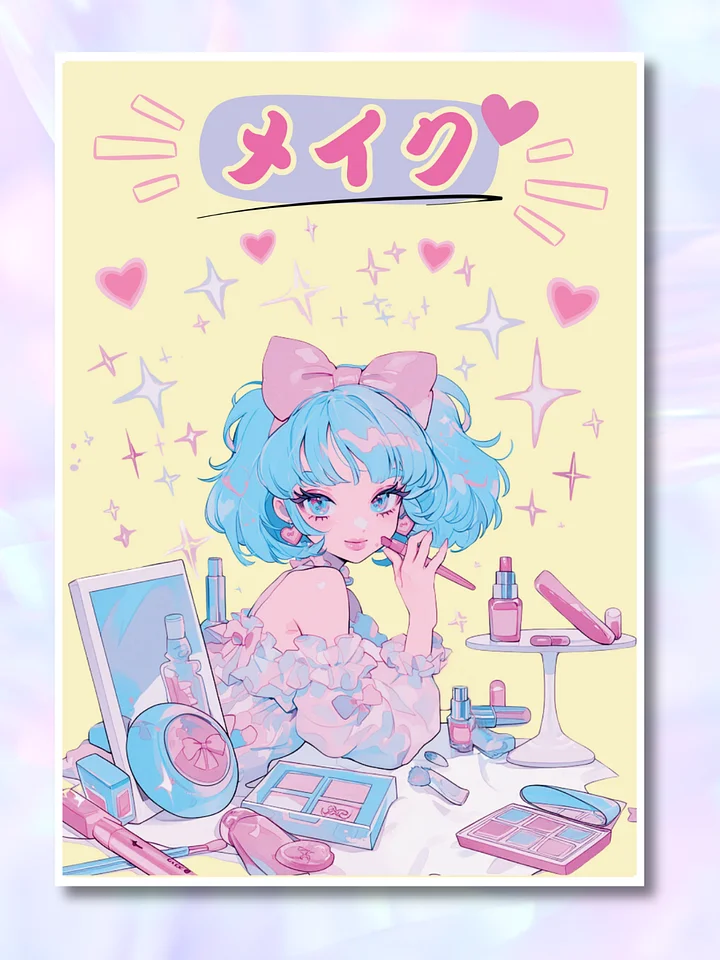 Retro 80's Anime Girl Print | Pastel Kawaii girl Art,Make-up Art Print | Kawaii Anime Art Postcard product image (1)