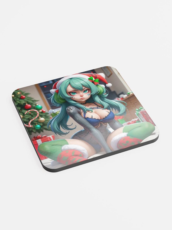 Festive Santa Hat Green Hair Coaster product image (2)