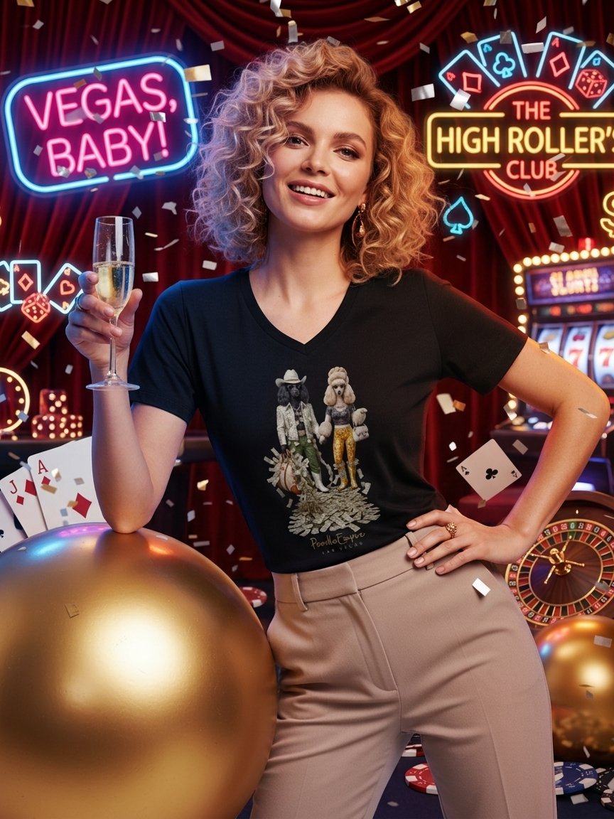 Lucky Poodles V-Neck Tee | Poodle Empire product image (5)