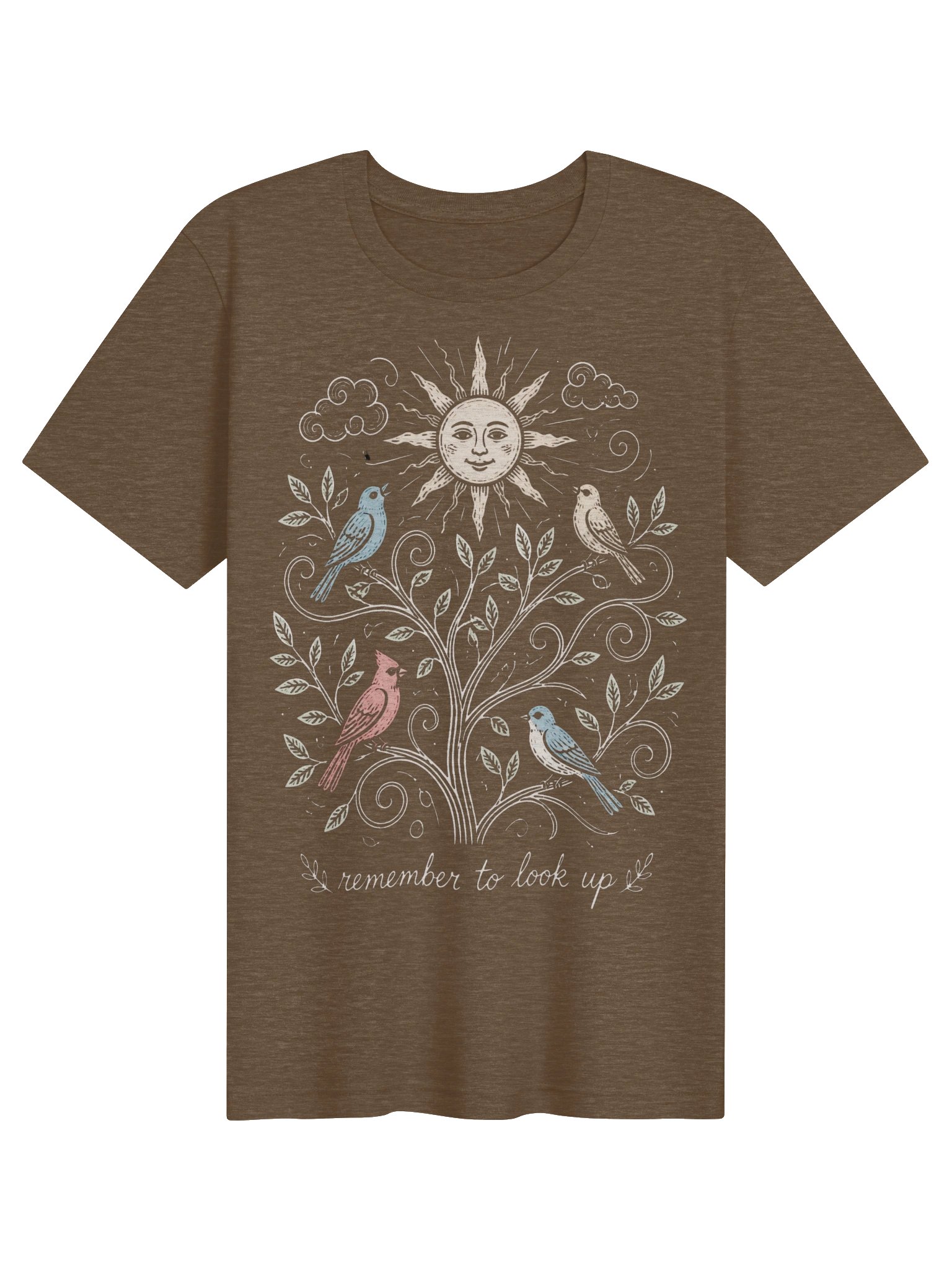 Remember to Look Up Shirt, Nature Lover Tee, Botanical Bird Graphic product image (2)