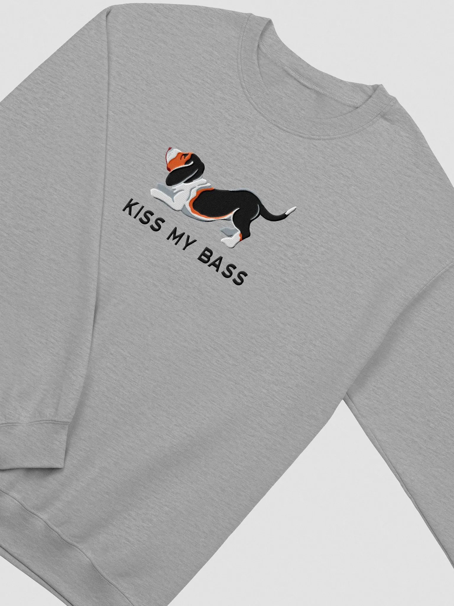 Kiss My Bass(2) Sweatshirt (Embroidered) of a Basset Hound(Tricolor) product image (5)
