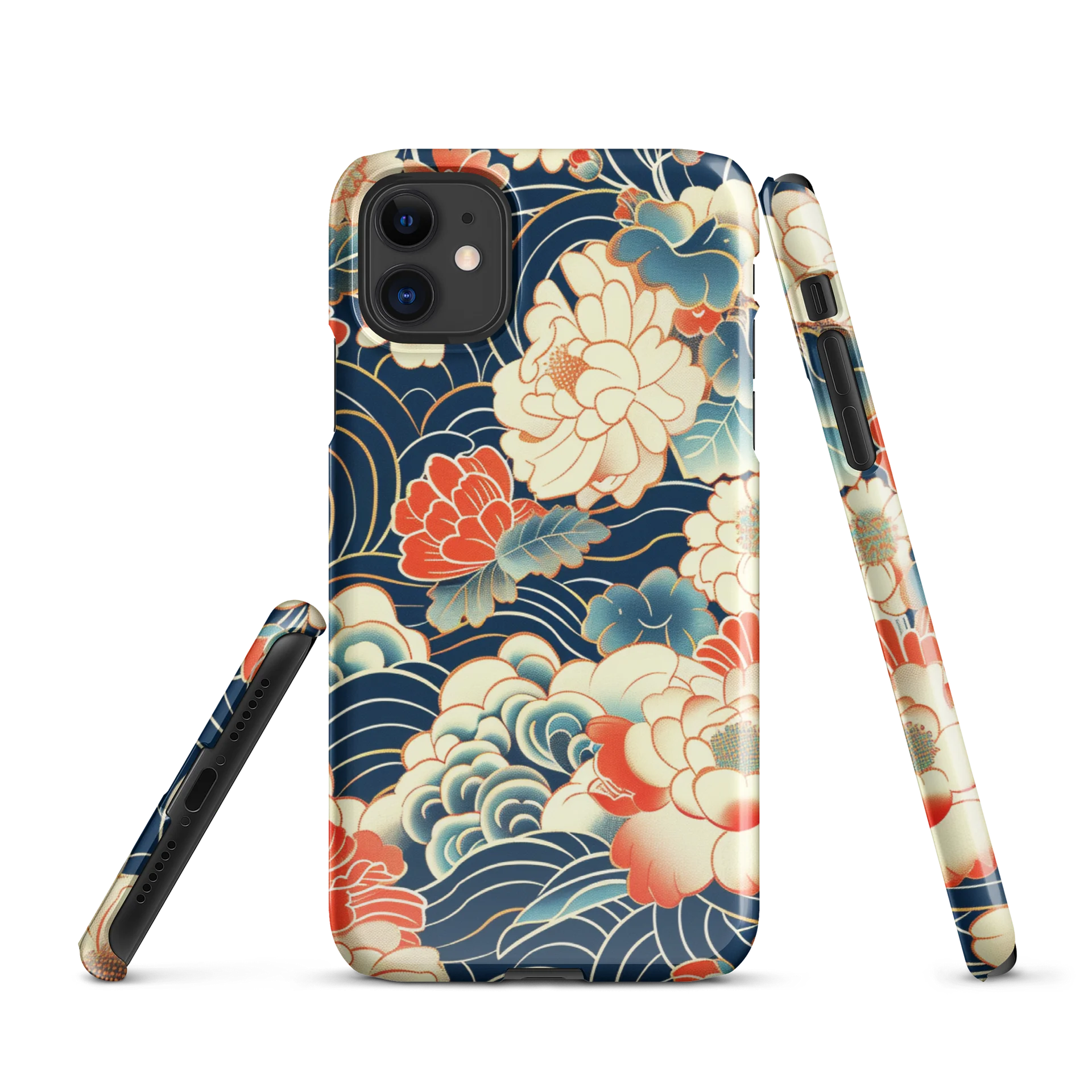 Traditional Japanese Floral iPhone Snap Case - Peony Wave Art Tech Cover product image (1)