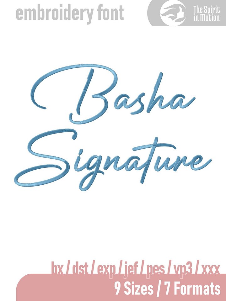 Basha Signature Embroidery Font | PES, BX, DST product image (1)