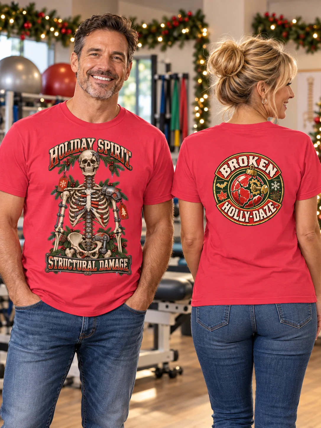 Funny Christmas Surgery Shirt — Holiday Spirit, Structural Damage | Broken Sleigh™ product image (1)
