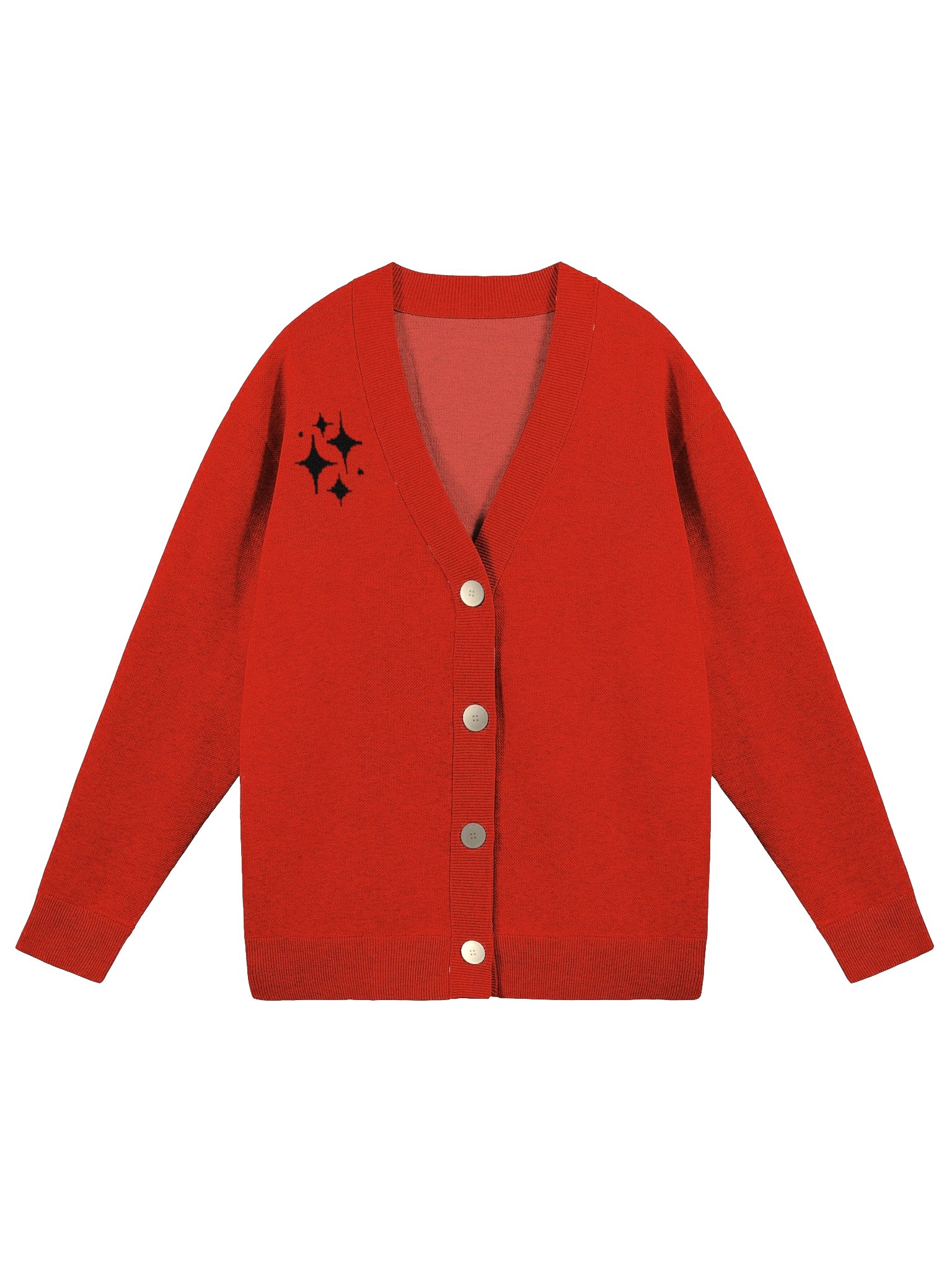 Red Knitted Cardigan Without Pocket product image (2)
