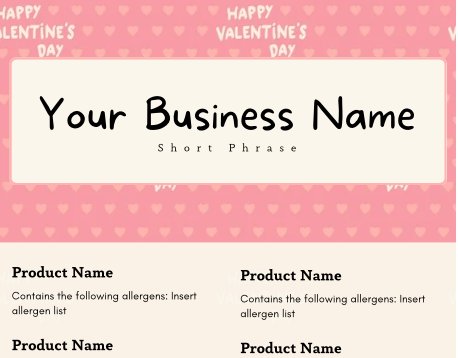 Soft Pink Valentine's Cake Tasting Label Templates product image (1)