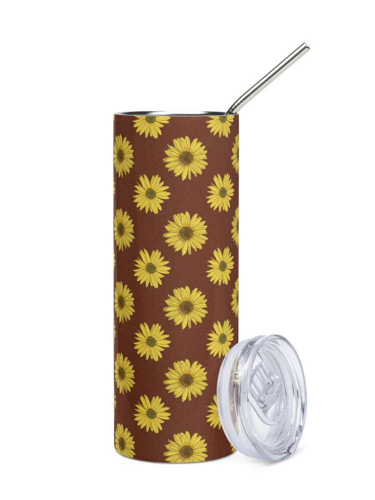 “Helianthus Sunflower Polka Dot” 20-ounce Stainless Steel Tumbler with Straw product image (6)