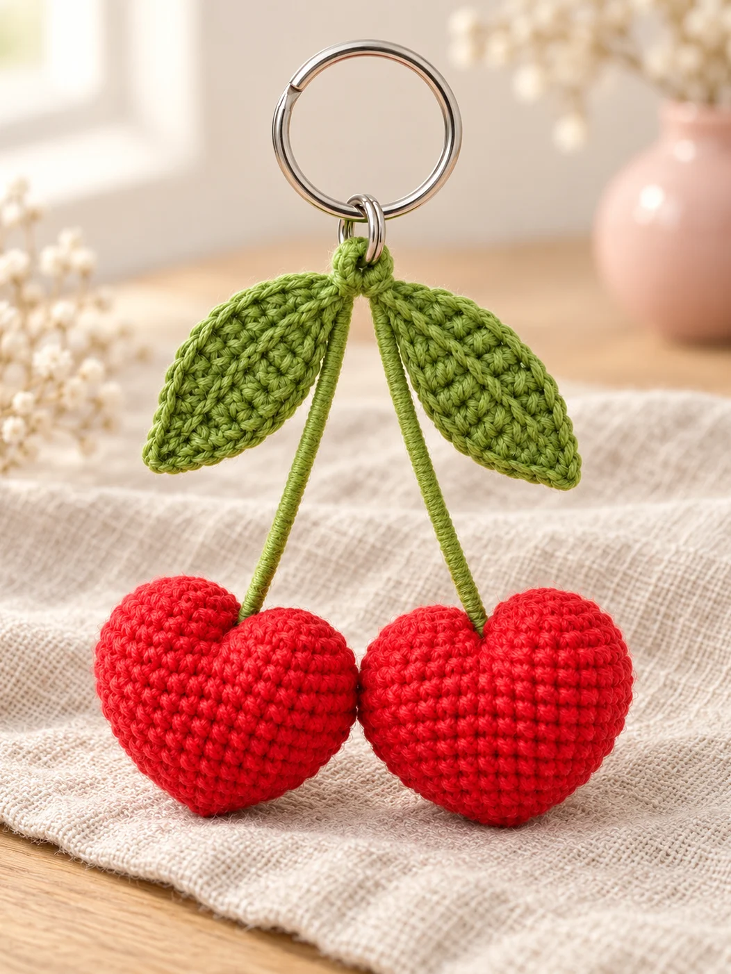 Cherry Heart Keychain · Crochet PDF Pattern product image (1)