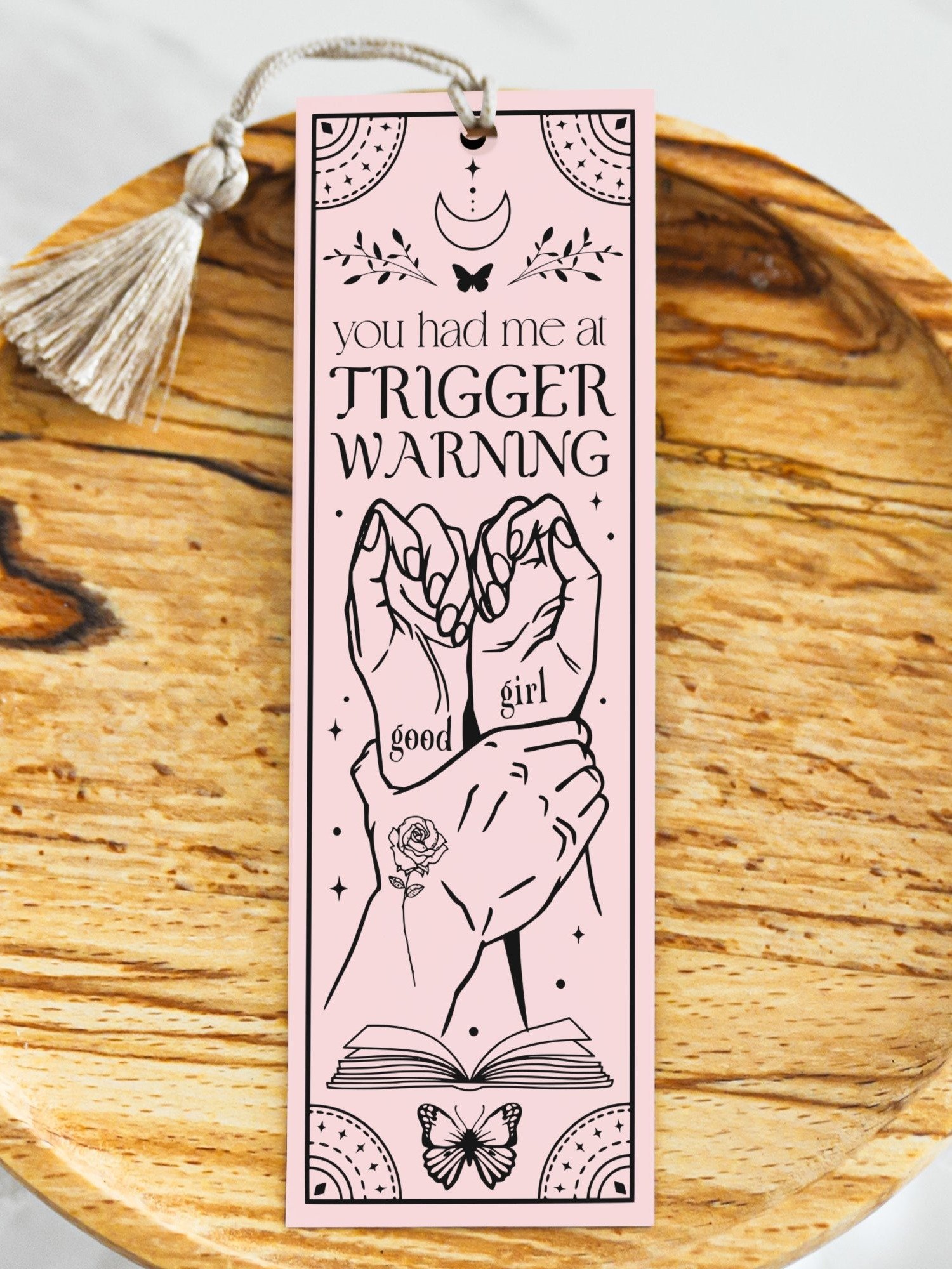 Smut Bookmark Dark Romance Trigger Warning Witchy Boho Black Pink PNG, Printable Bookmarks, Book Lover, Digital Download, Gift for Reader product image (6)