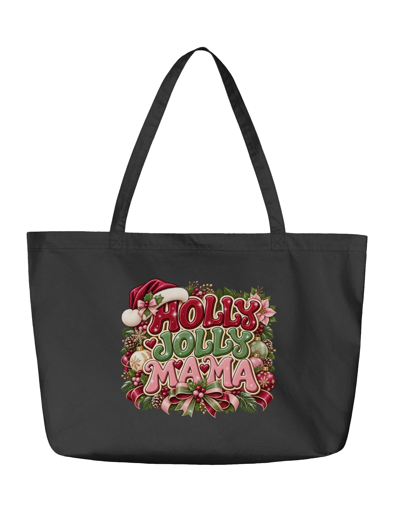 Holly Jolly Mama – Festive Christmas Tote Bag product image (2)