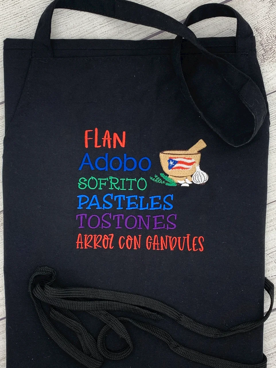 Embroidered Puerto Rican Food Kitchen Apron product image (2)