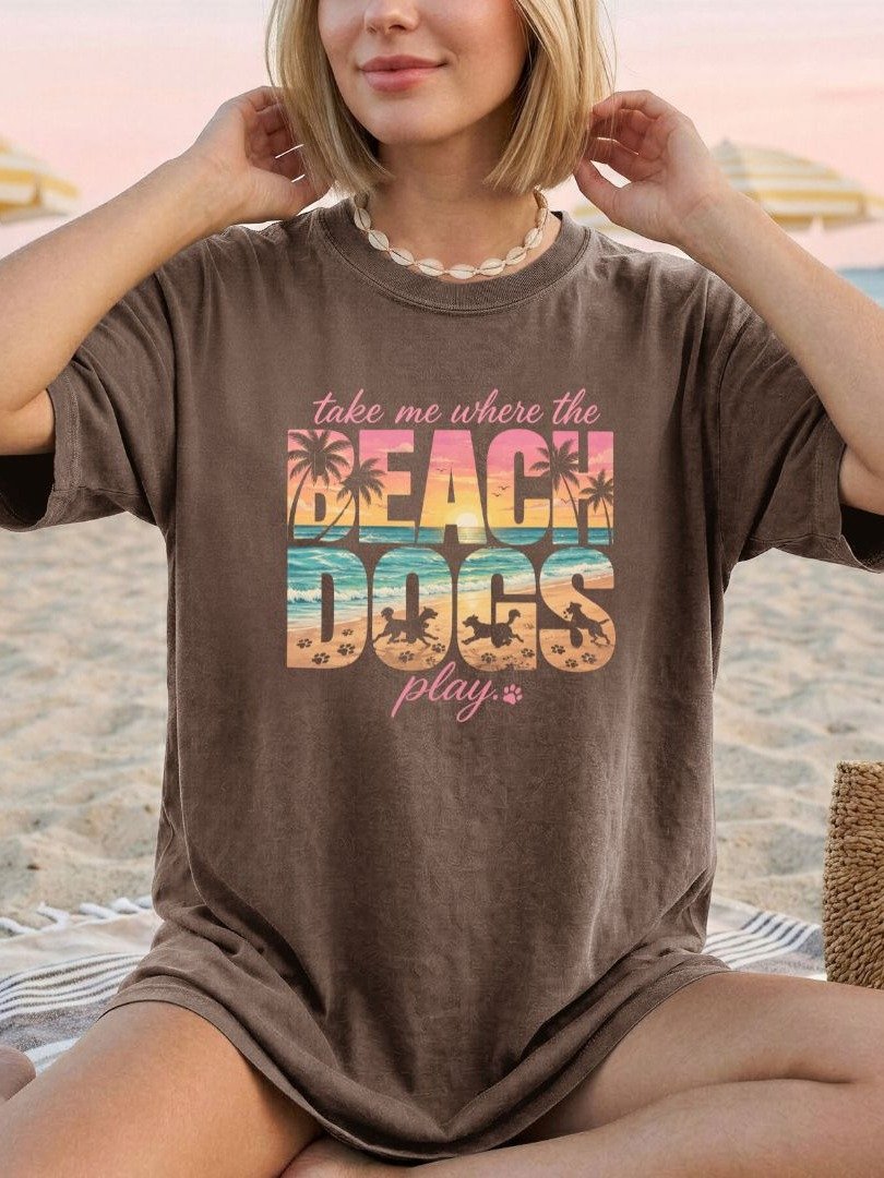 Take Me Where The Beach Dogs Play™ Coastal Dog Lover T-Shirt product image (1)