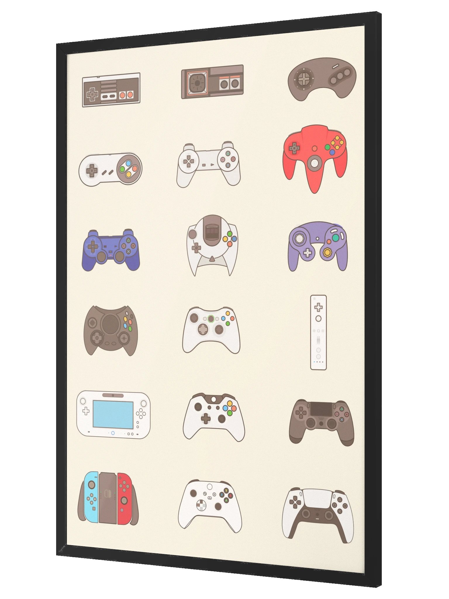 Video Game Controller Evolution (Beige) [2x3] | Framed product image (3)