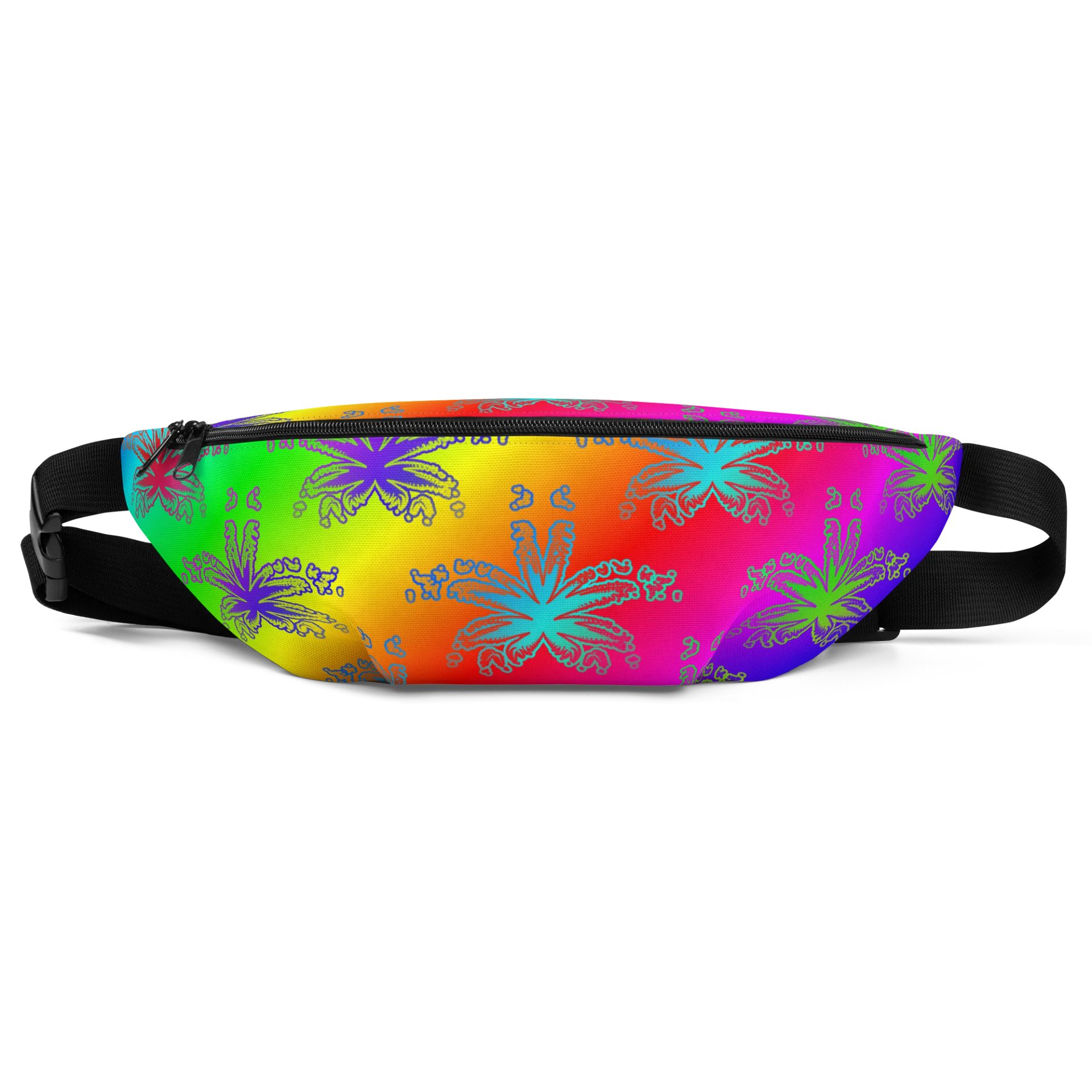 Rainbow Cannabis 420 Fanny Pack, Weed Leaf Art Pattern Pride Bag product image (1)