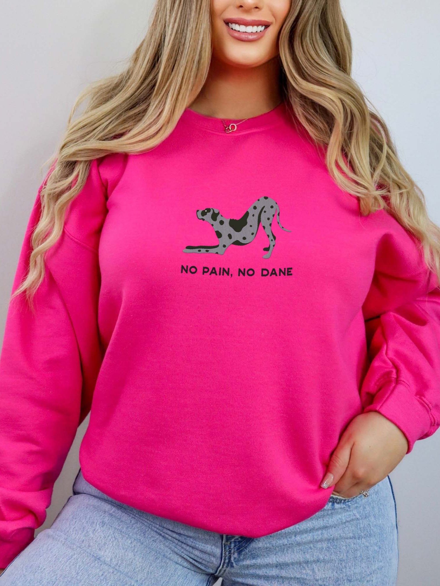 No Pain, No Dane Sweatshirt (Embroidered) of a Great Dane(Blue Merle) product image (2)