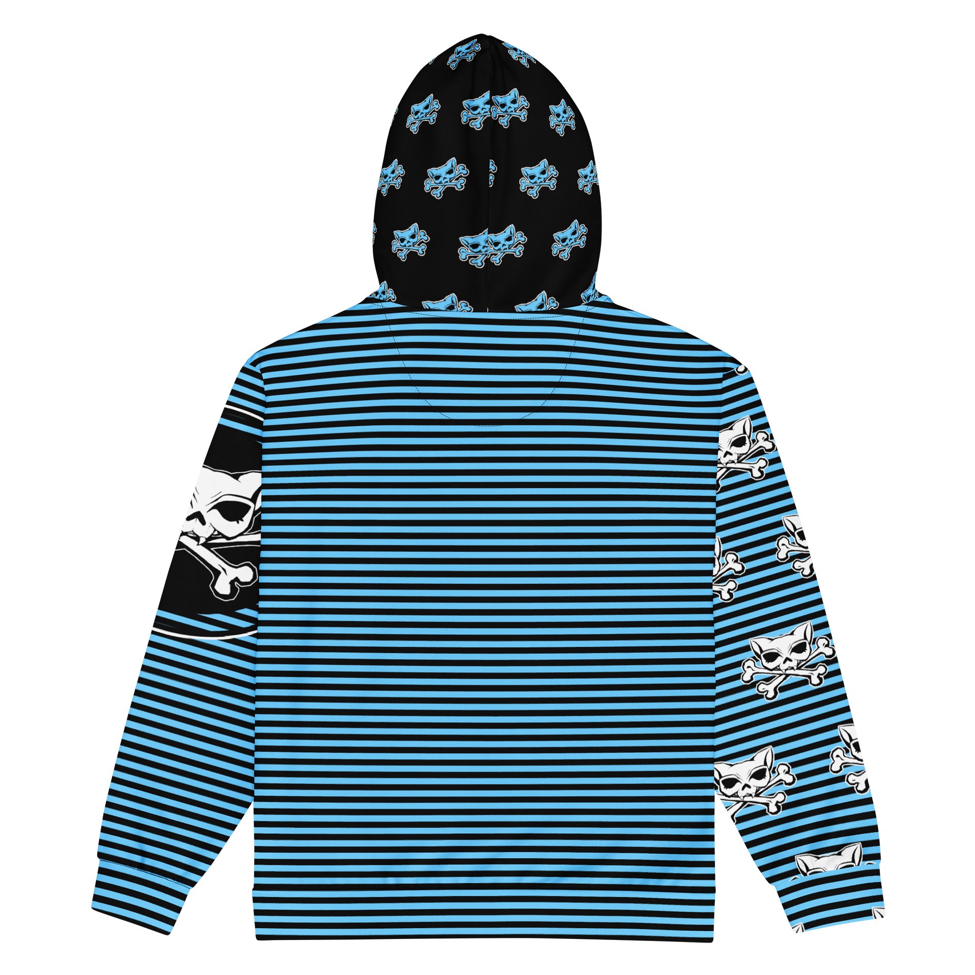 Blaque and Blue Hoodie Kat Skull Remix Stripped Hoodie product image (2)