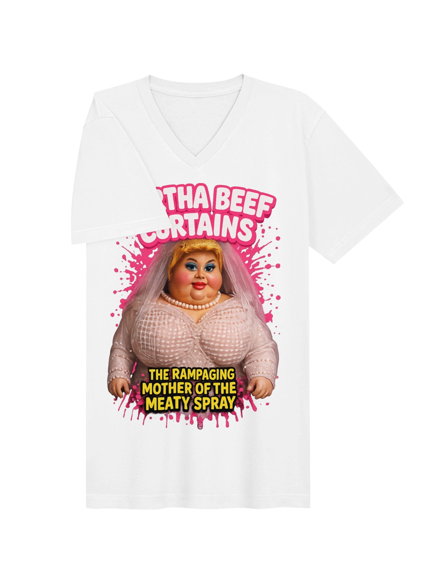 666 Toys | Bertha Beef Curtains | The Rampaging Mother Of The Meaty Spray | Bella+Canvas Short Sleeve V-Neck Jersey T-Shirt product image (7)