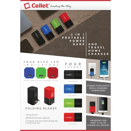 CyonGear 2600mAh Wall-Plug Power Bank - Portable Charger with Folding Blades product image (2)