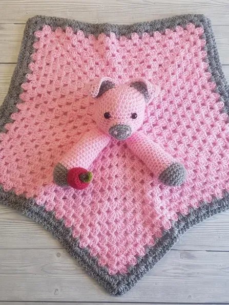 Pig Lovey Blanket Crochet Pattern - Baby Comforter Toy PDF Pattern - Crafting Happiness product image (2)