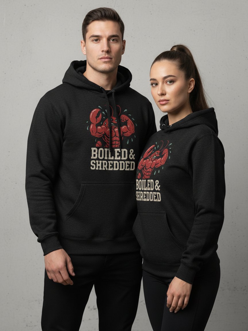 Boiled & Shredded Hoodie | Funny Lobster Gym Hoodie product image (1)