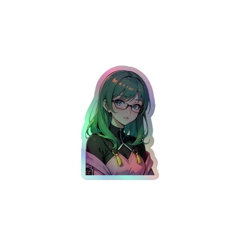 (GREEN WAIFU) HOLOGRAPHIC" STICKERS product image (1)
