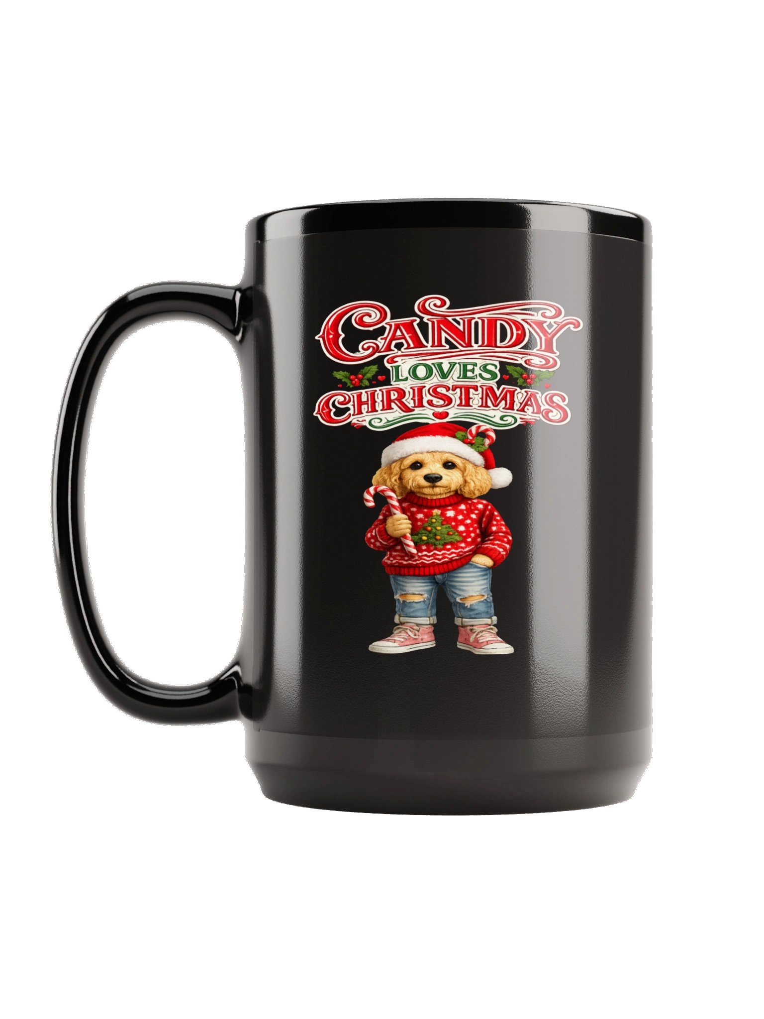Candy Loves Christmas Black Mug product image (1)