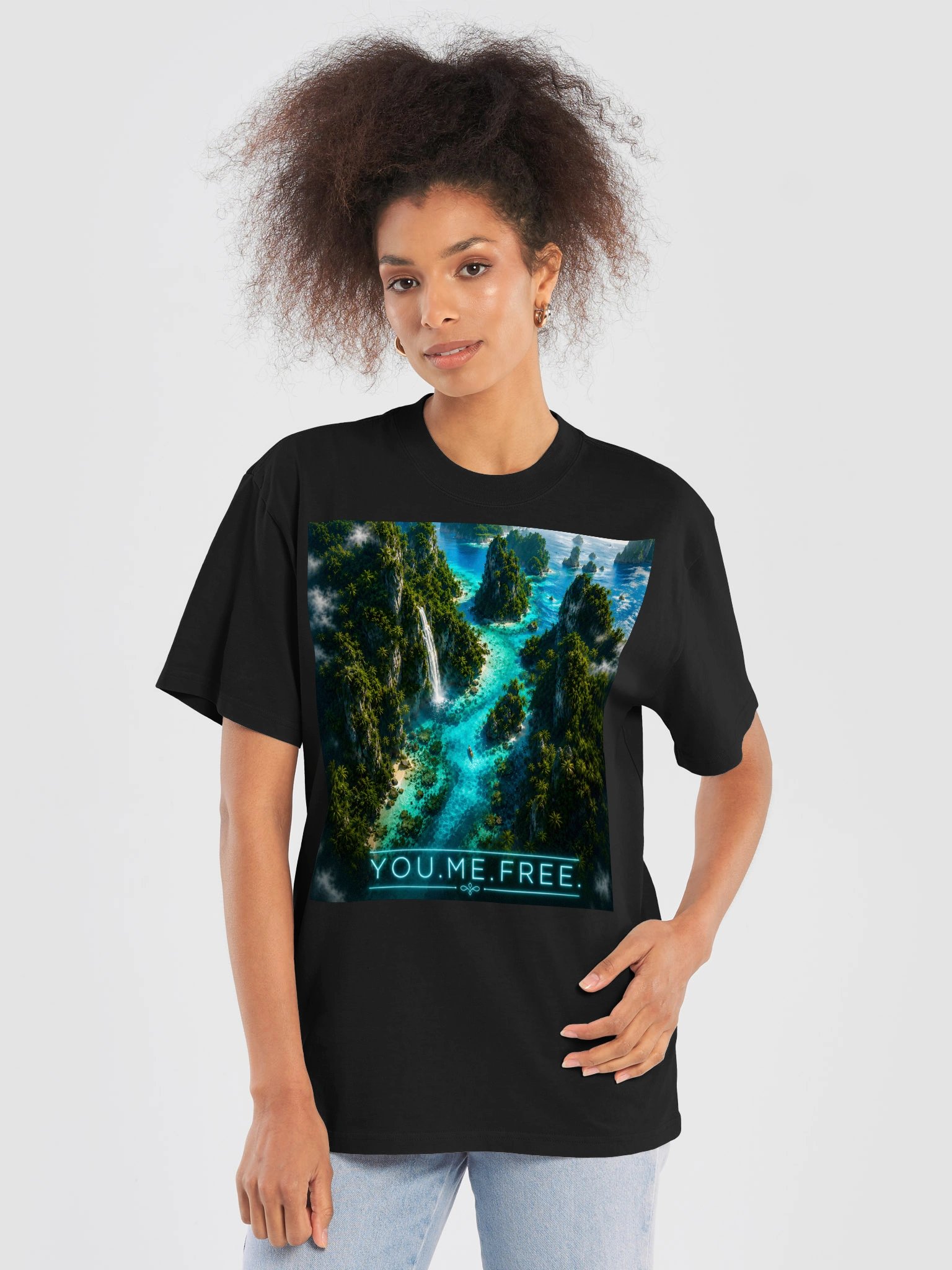 YOU.ME.FREE. Tropical Paradise T-Shirt | Unisex Oversized Travel Gift for Wanderlust Travelers product image (6)