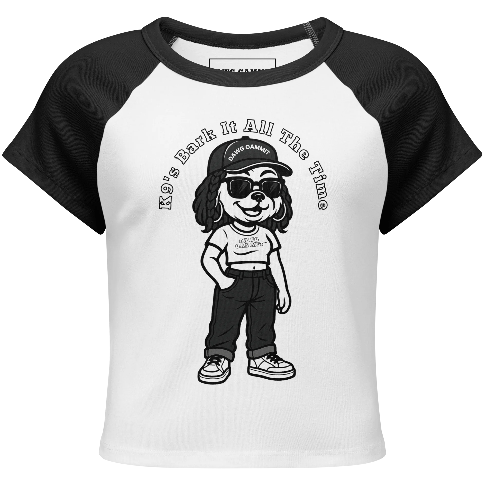 DAWG GAMMIT™ Female Yorkshire Terrier Black White Baby Tee product image (1)