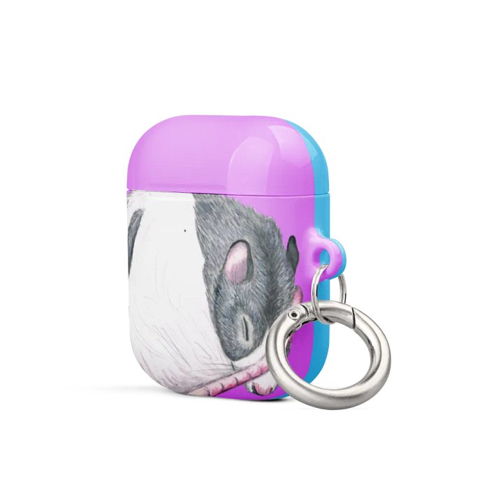 Black hooded rat sleeping Airpods case product image (2)