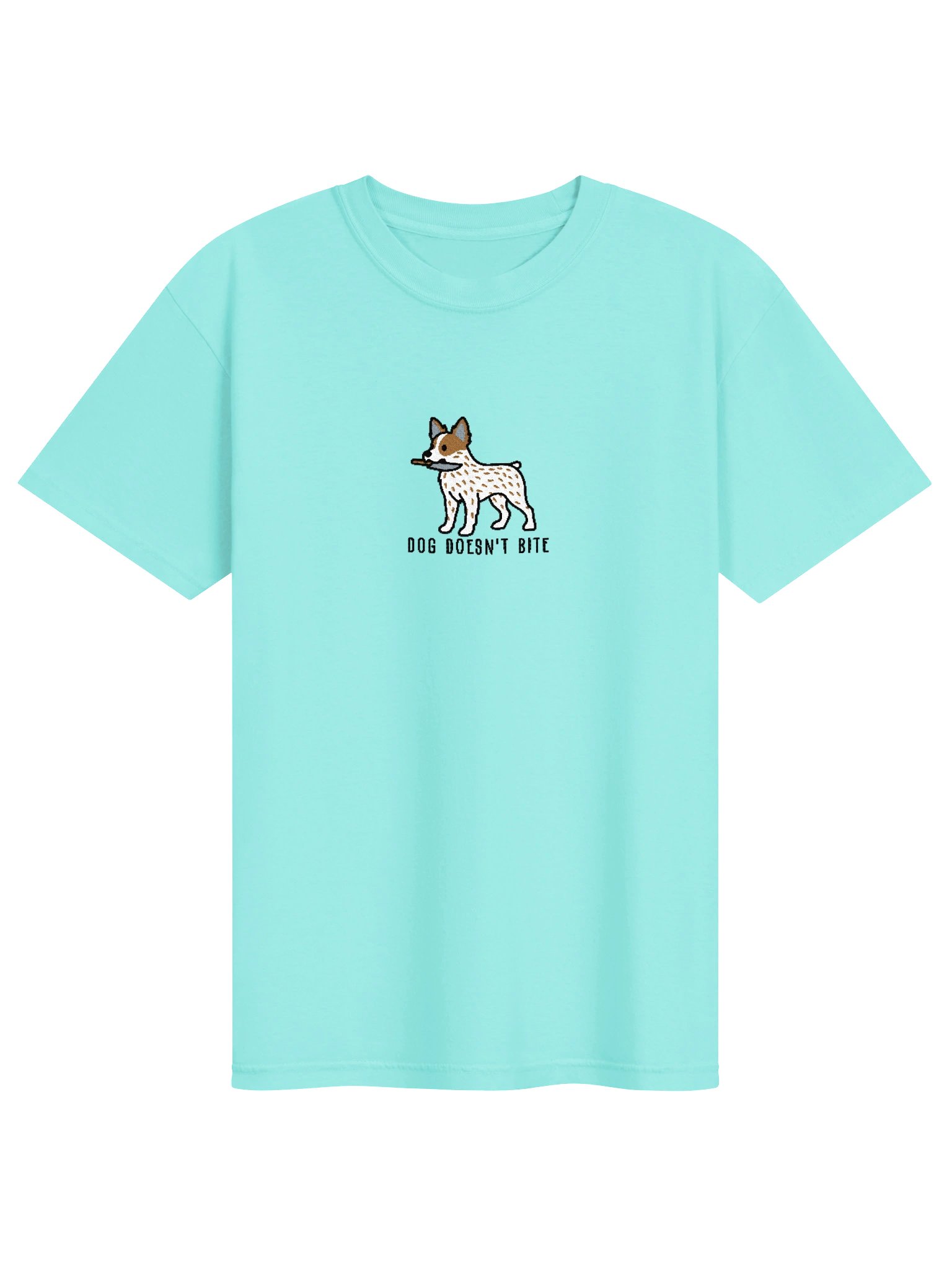 Dog Doesn't Bite Funny Chibi-Style Embroidered T-Shirt for Australian Cattle Dog(Red Heeler, Nub Tail) Owners product image (73)