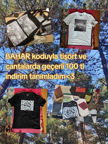 indirim vaaar🎐BAHAR koduyla shopier dükkanımda tişört ve çantalarda 100 tl indirim kodunu sınırlı bir süre için kullanabilirs...