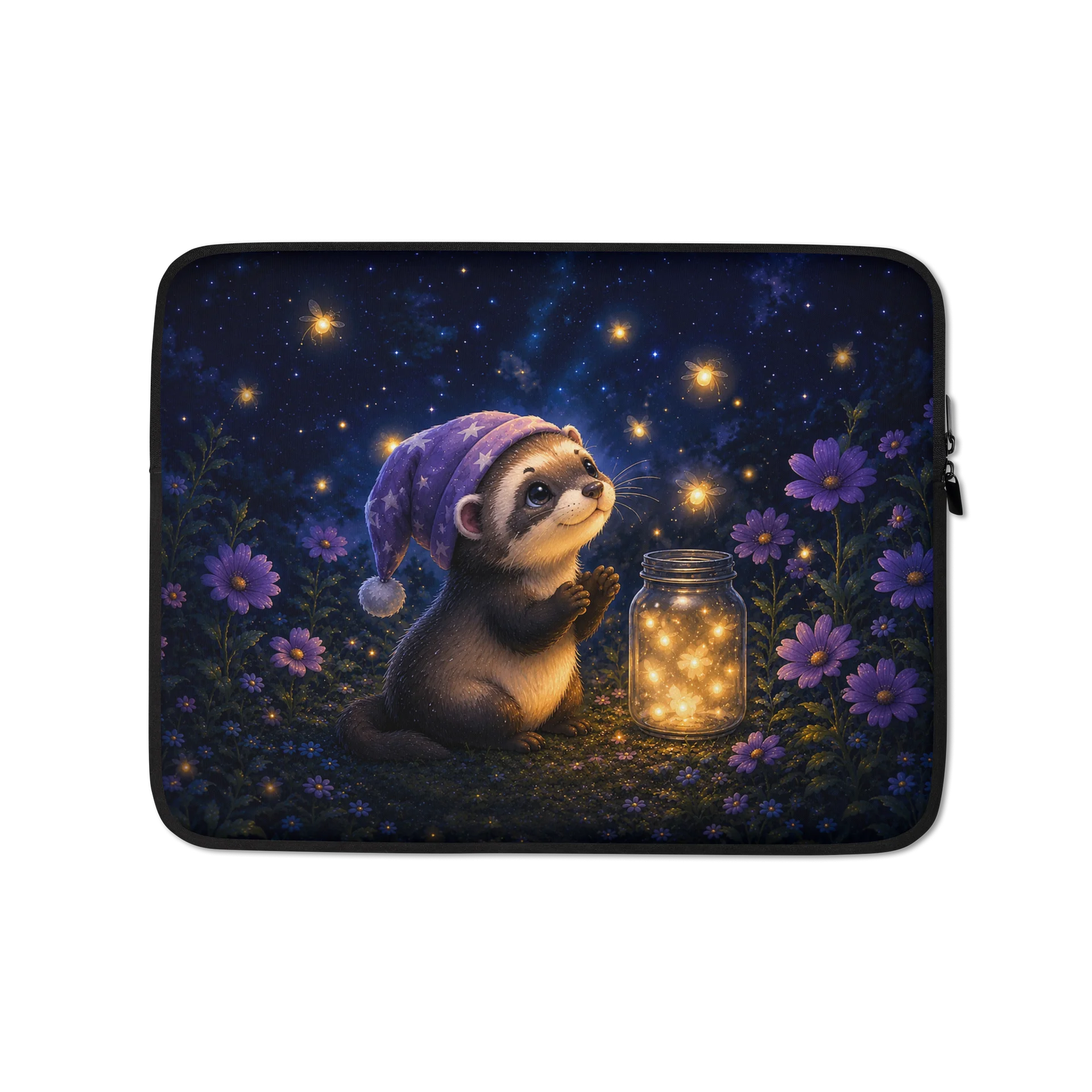 Firefly Wishes Ferret Laptop Sleeve | Moonlit Dreams product image (1)