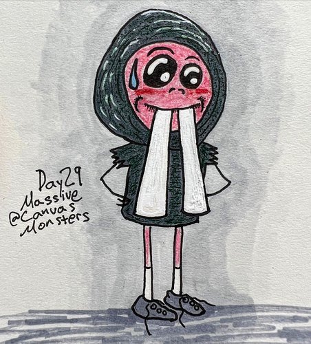 Day 29 Inktober - MASSIVE - This mole rat monster is an aspiring runner but it’s teeth aren’t exactly helpful during training...